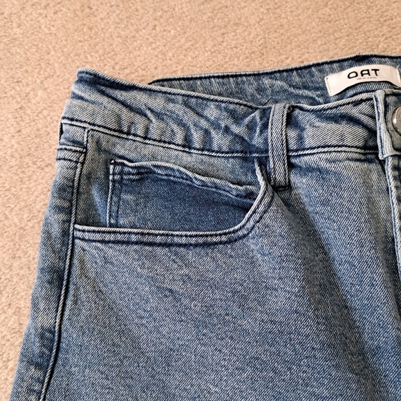 OAT New York Jeans Womens 30 Blue Wide Leg Crop High Rise Denim Raw Hem - Picture 3 of 9